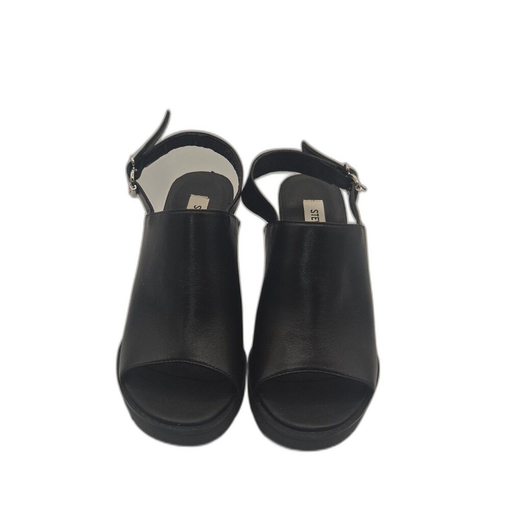 Steve Madden Minal Black Peep-Toe Platform Slingback Clog Size 7.5M